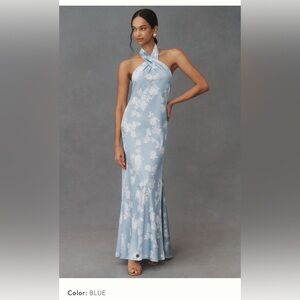 BHLDN Ruby twist halter satin gown